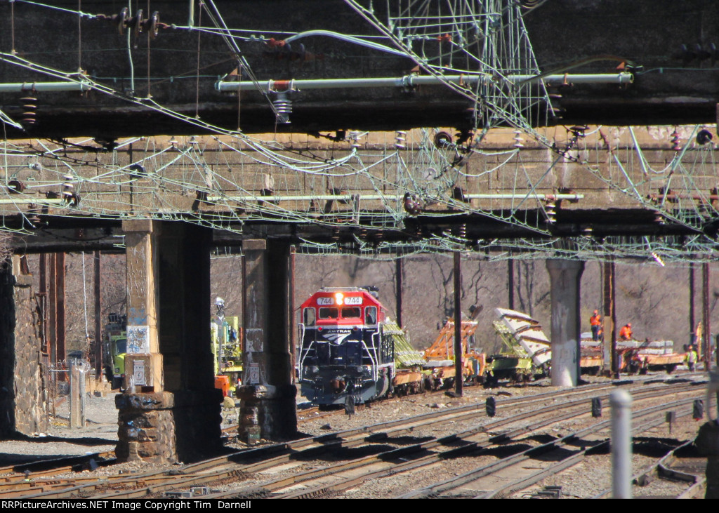 AMTK 744 on a work train